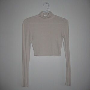 Garage Beige Long Sleeve Crop Top